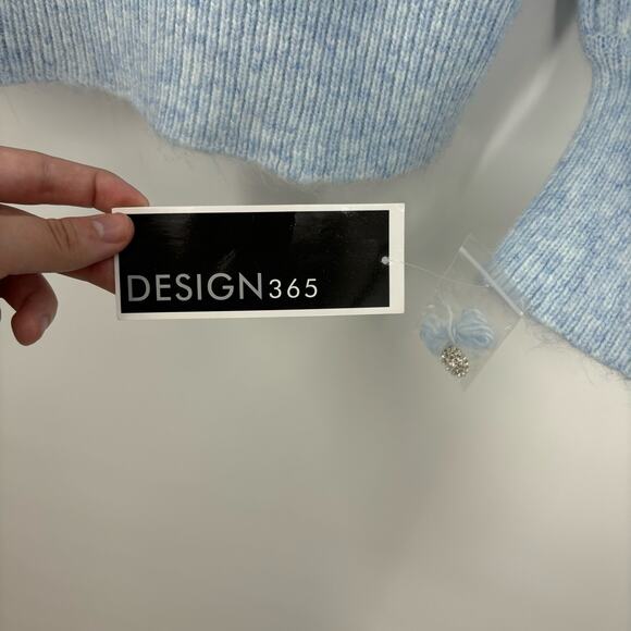 Design 365 Sweater S Blue Ribbed Pullover Balloon Sleeves Preppy NEW Retro Twee - Picture 6 of 7